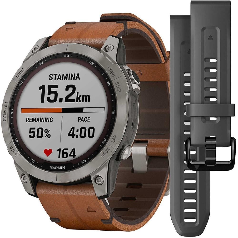 Смарт-часы Garmin fenix 7 Sapphire Solar Titanium with Chestnut Leather Band (010-02540-31) - фото 3