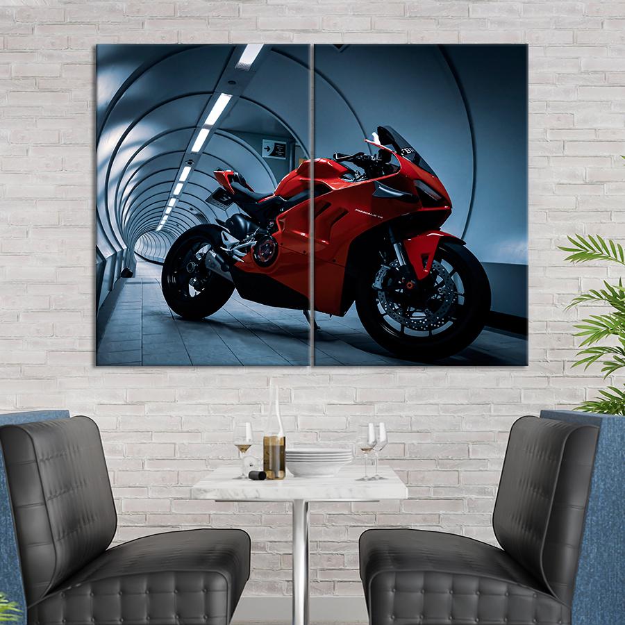 Картина Автомобиль Красный мотоцикл Ducati Panigale V4 71x51 см (A1195-2)