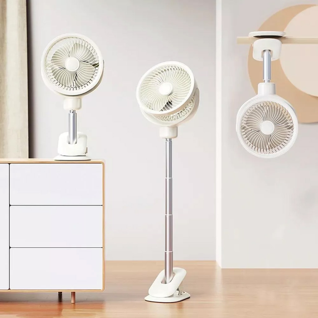 Вентилятор акумуляторний UKC настільний висувний на прищіпці DK White (WT-RD12) - фото 6