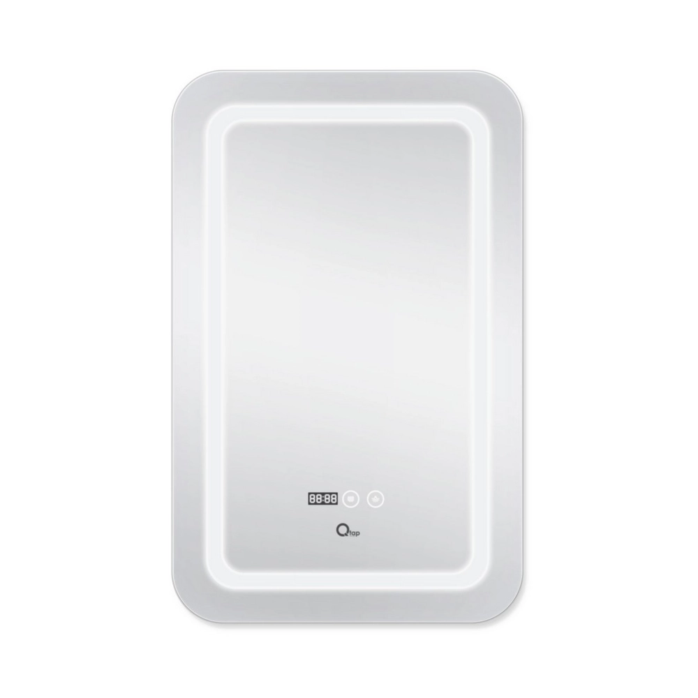Дзеркало настінне з LED-підсвічуванням Touch Qtap Mideya DC-F911 прямокутне з антизапотіванням/годинником/димером 500х800 мм (36737)