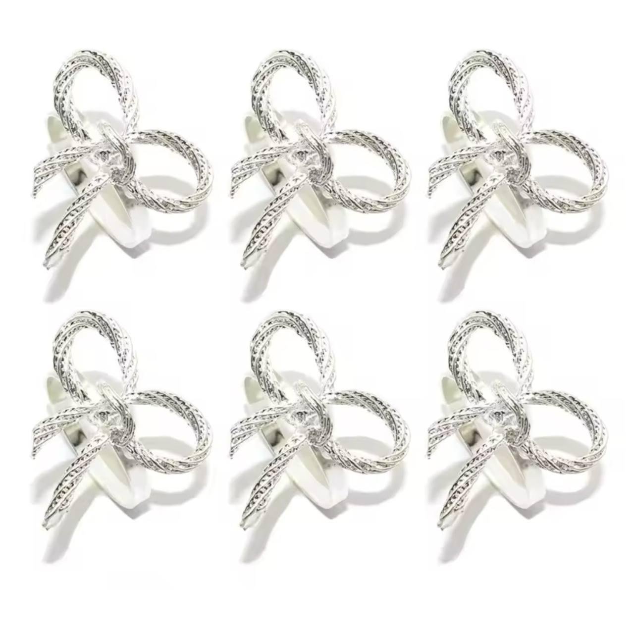 Набор колец для салфеток Бантики 6 шт. Silver