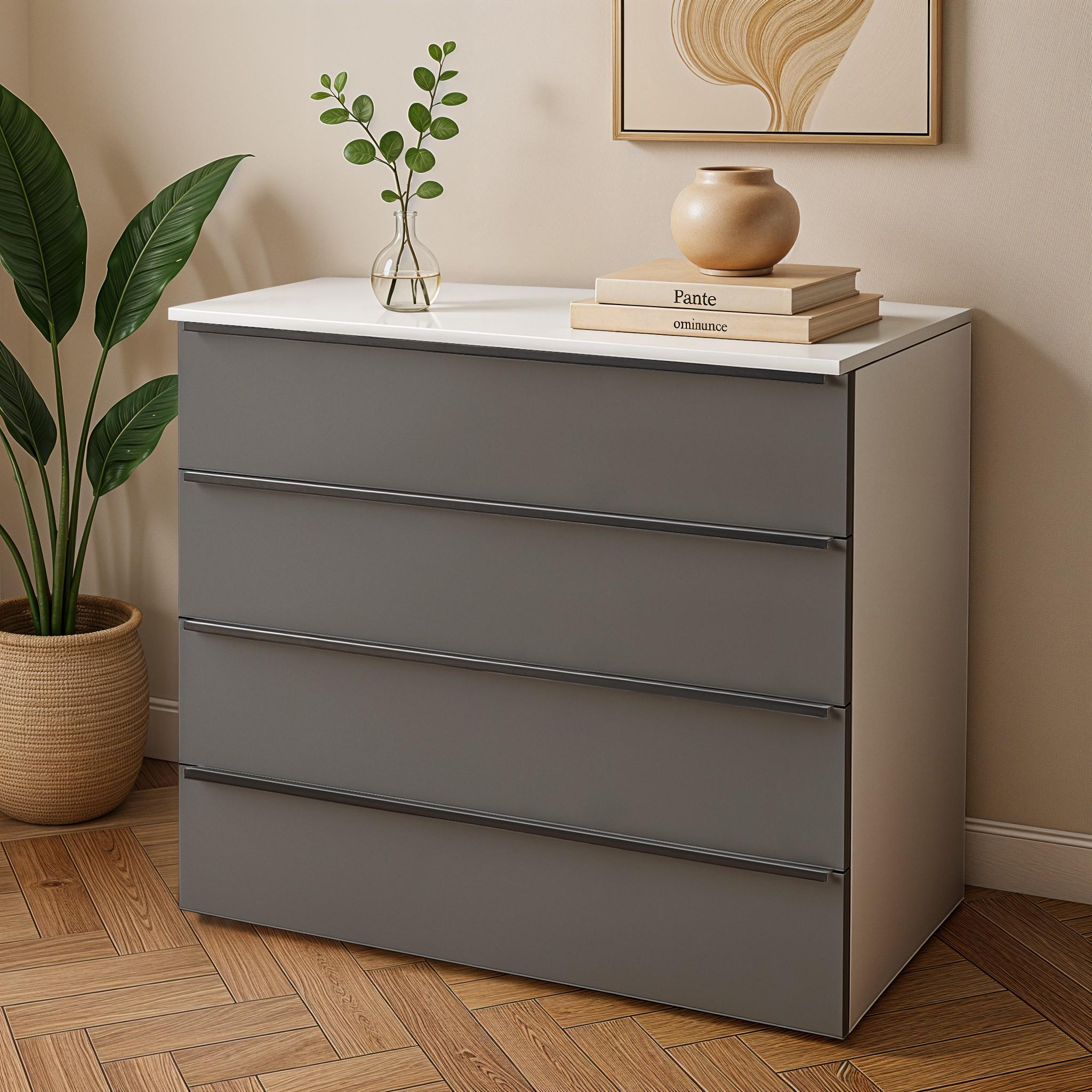 Комод на 4 ящика FTX-4 1000х544х1014 мм Белый/Антрацит - фото 1 Комод на 4 ящика FTX-4 1000х544х1014 мм Белый/Антрацит - фото 1