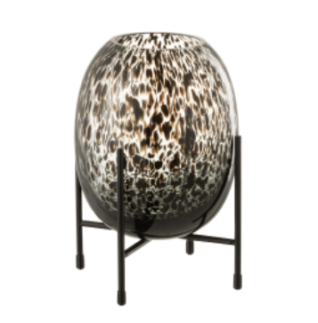 Ваза стеклянная с леопардовым принтом J-LINE 24 см Черный Ваза стеклянная с леопардовым принтом J-LINE 24 см Черный