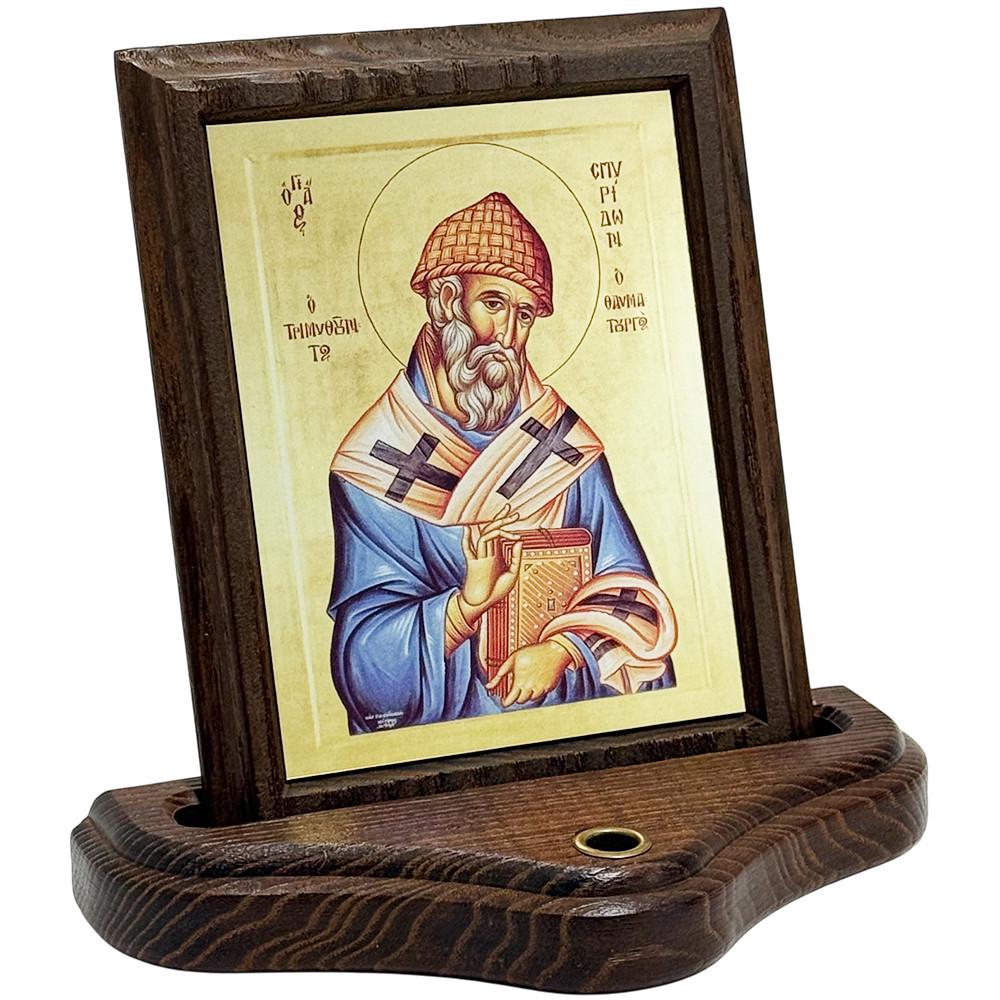 Икона Святой Спиридон Тримифунтский поясной на подставке (ФР-00012593)