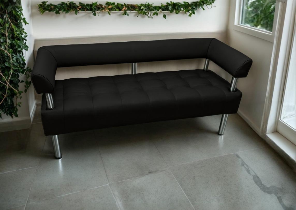 Диван офісний Tobi Sho Комфорт зі спинкою та підлокітниками 1800x530x750 мм шкірозамінник Чорний (2230) - фото 1 Диван офісний Tobi Sho Комфорт зі спинкою та підлокітниками 1800x530x750 мм шкірозамінник Чорний (2230) - фото 1