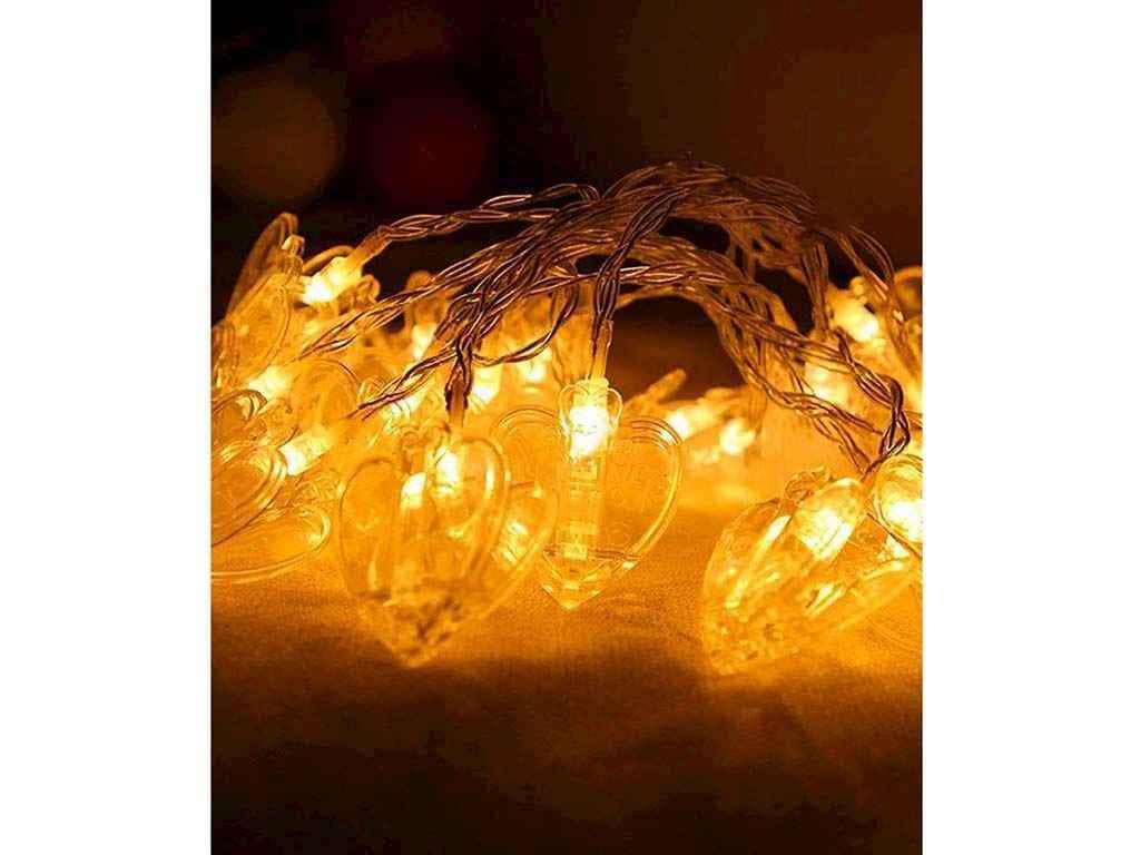 Гирлянда Фигурки 12LED Прищепка-Сердечко 5 м Теплый белый (1698-35)