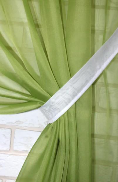 Комплект штор в гостиную/спальню шифон 1,5x2,6 м 2 шт. Оливковый (006дк) - фото 5 Комплект штор в гостиную/спальню шифон 1,5x2,6 м 2 шт. Оливковый (006дк) - фото 5