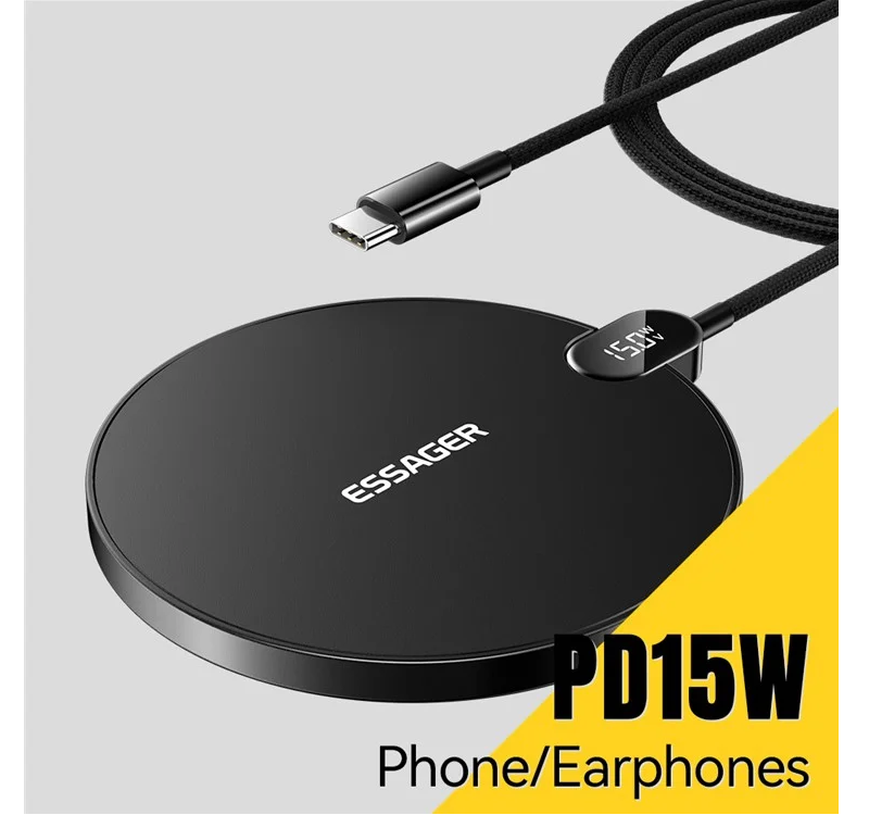 Беспроводное зарядное устройство ESSAGER с LED дисплеем/15 Вт и поддержкой быстрой зарядки - фото 8