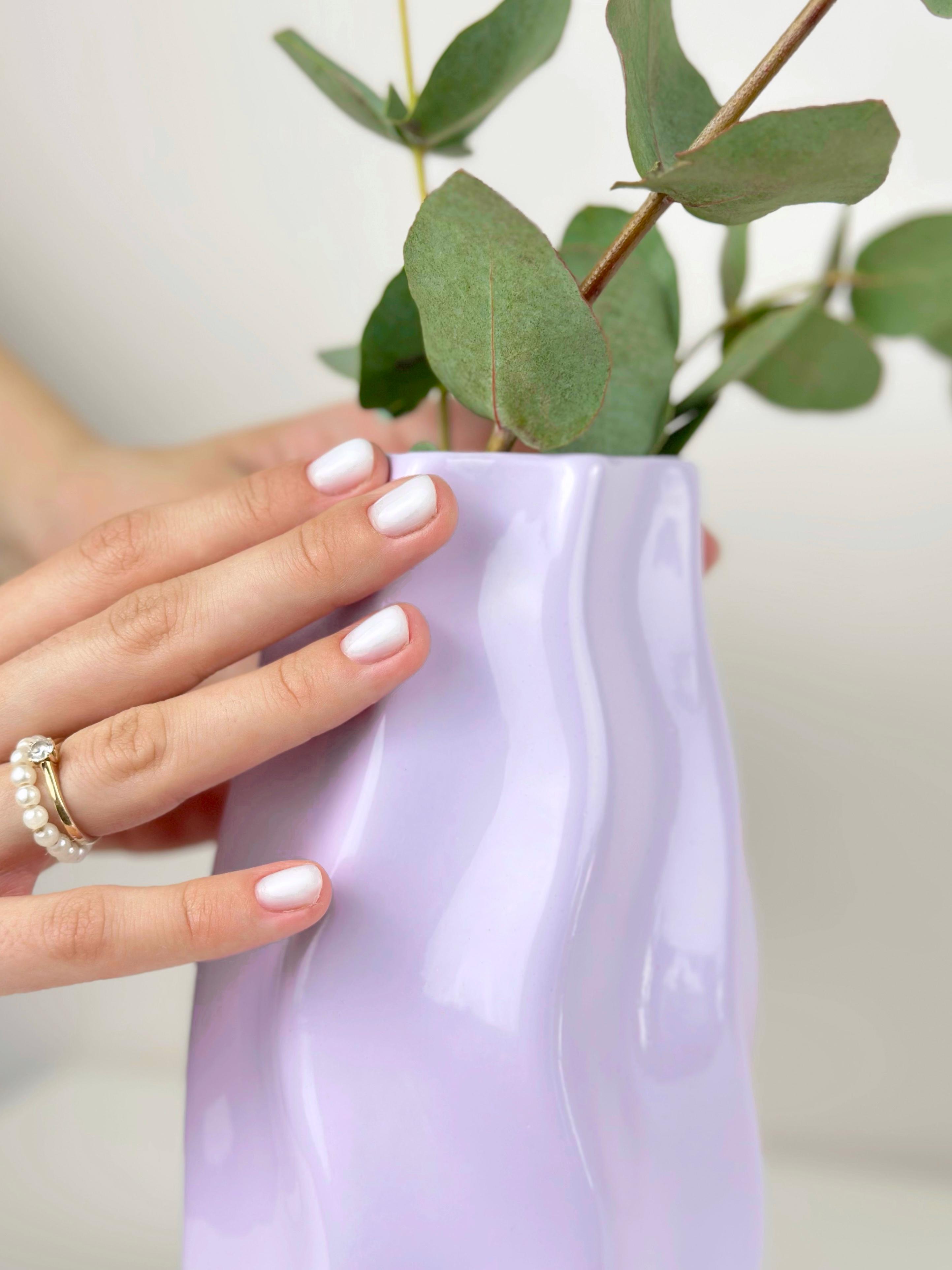 Ваза для цветов и декора глиняная керамическая Волна 22 см Лавандовый (4001-10) - фото 4