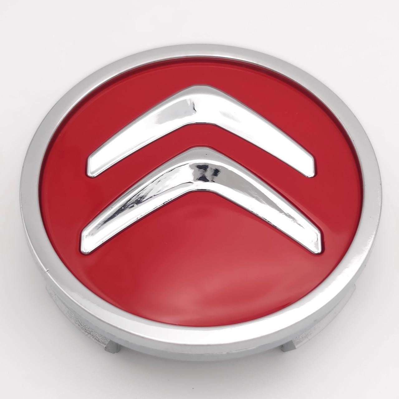 Колпачок заглушка ступицы колеса Citroen 60 мм Хром/Красный (3007087144)
