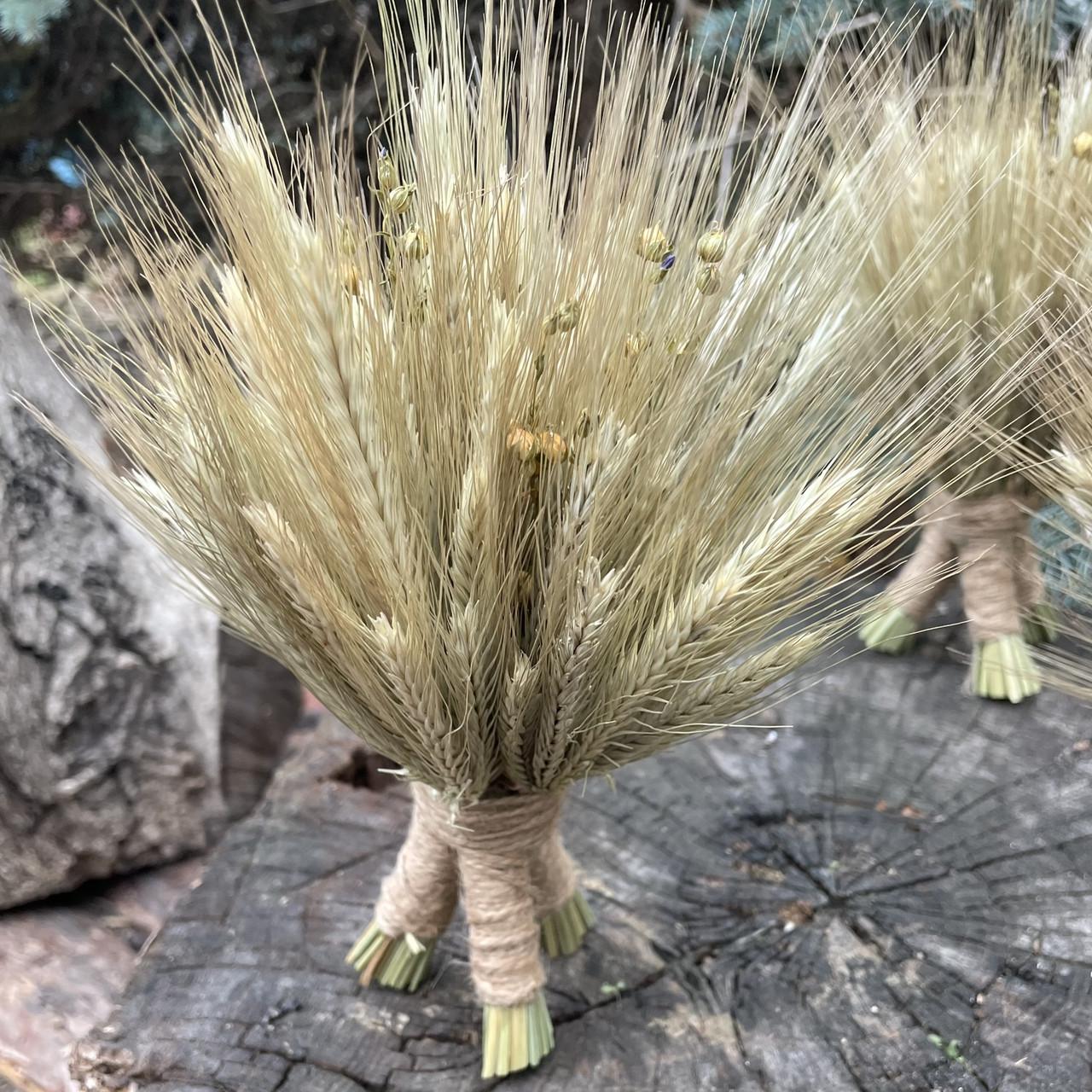 Рождественский дидух из колосьев льна и сухоцветов 15 см (1971733201) - фото 2