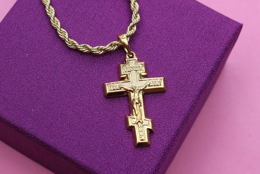 Крестик Xuping Jewelry Православный с монограммой 3,2 см Золотистый