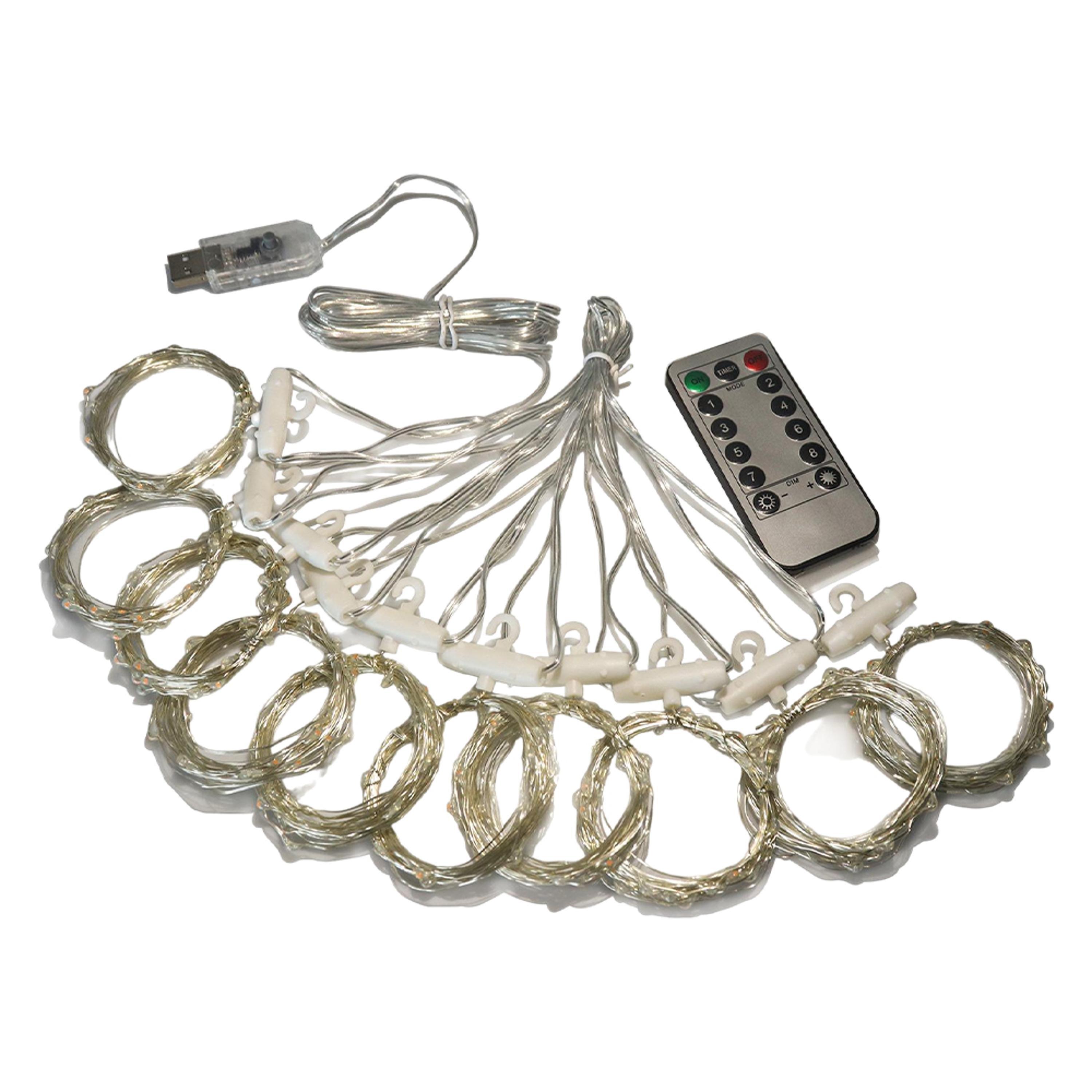 Гірлянда-штора світлодіодна 3х2 м USB з гачками Холодний білий (WLS-QX-CL2132C-2) - фото 3