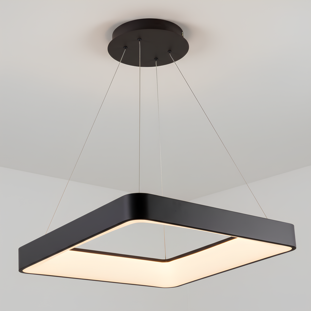 Люстра светодиодная Valeso 42W с регулируемой высотой 3000/4000/6500К с пультом Черный (1137)