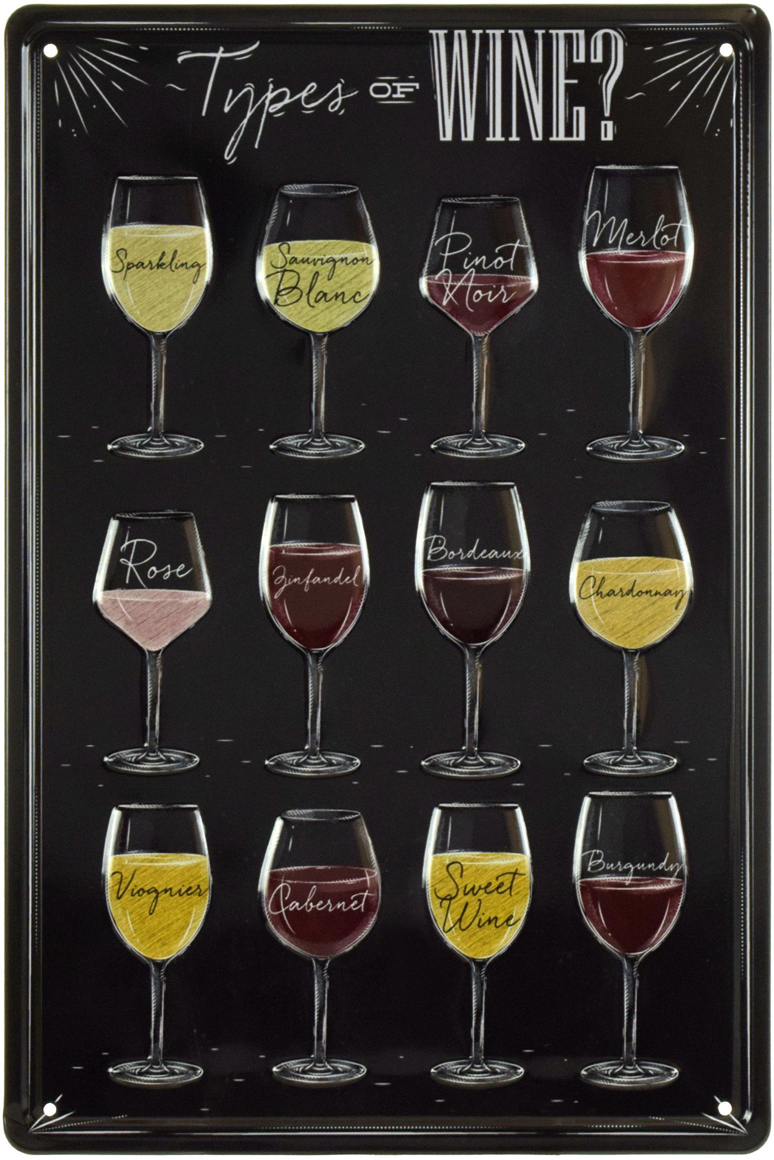 Табличка металева Типи Вина/Types Of Wine 20x30 см