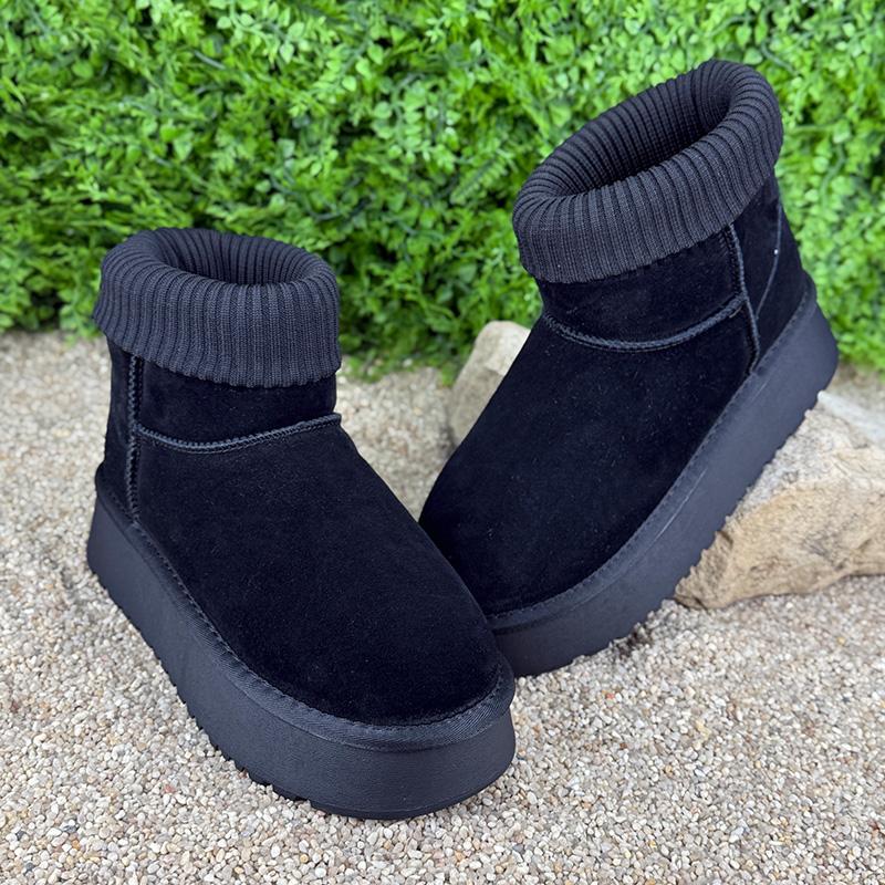 Уггі жіночі замшеві на платформі Е-005012-1 p. 39 25 см Чорний (118010894)