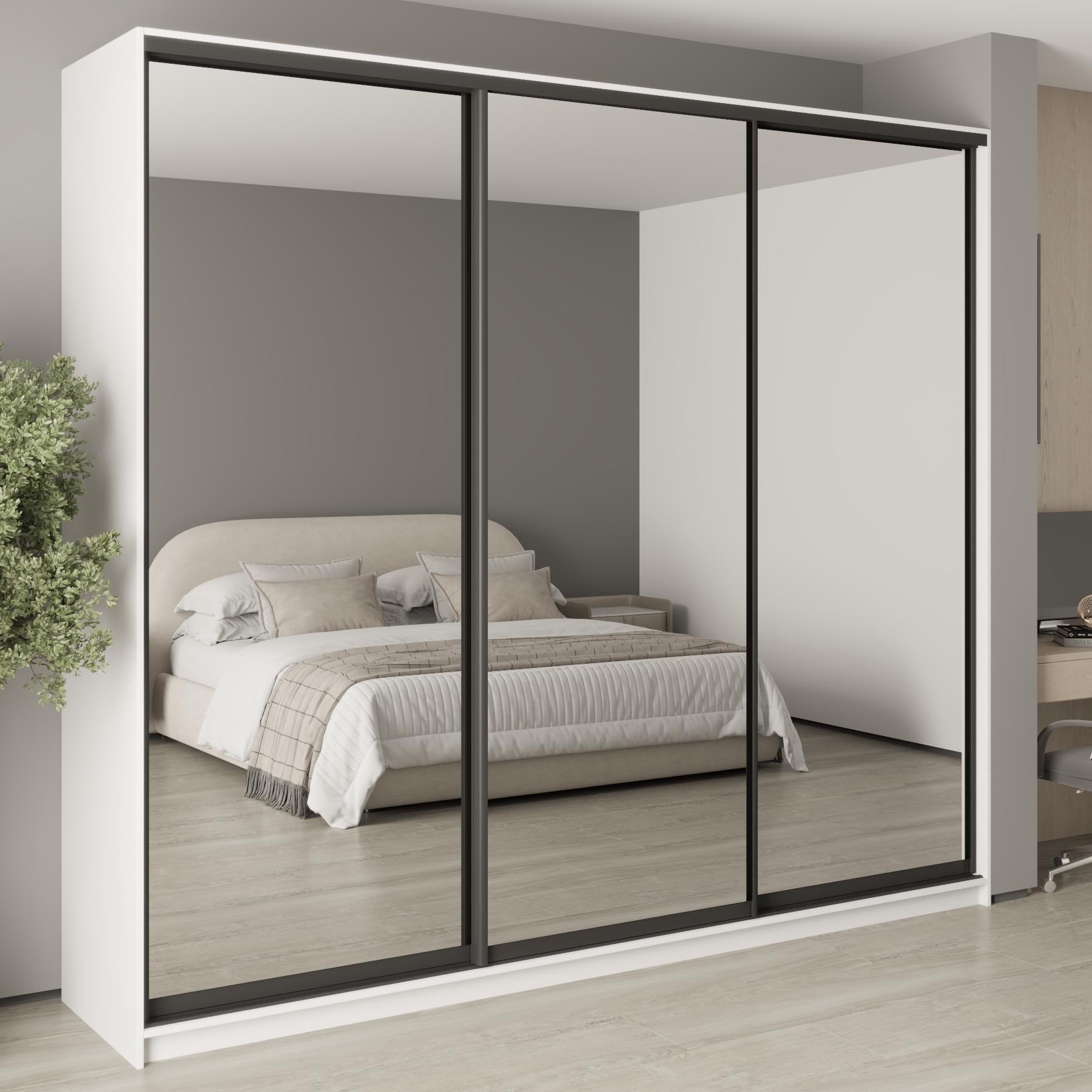 Шкаф-купе трехдверный MebelStar Уни BG 3 зеркала 270x45x240 см Аляска белый (MBS-7827)