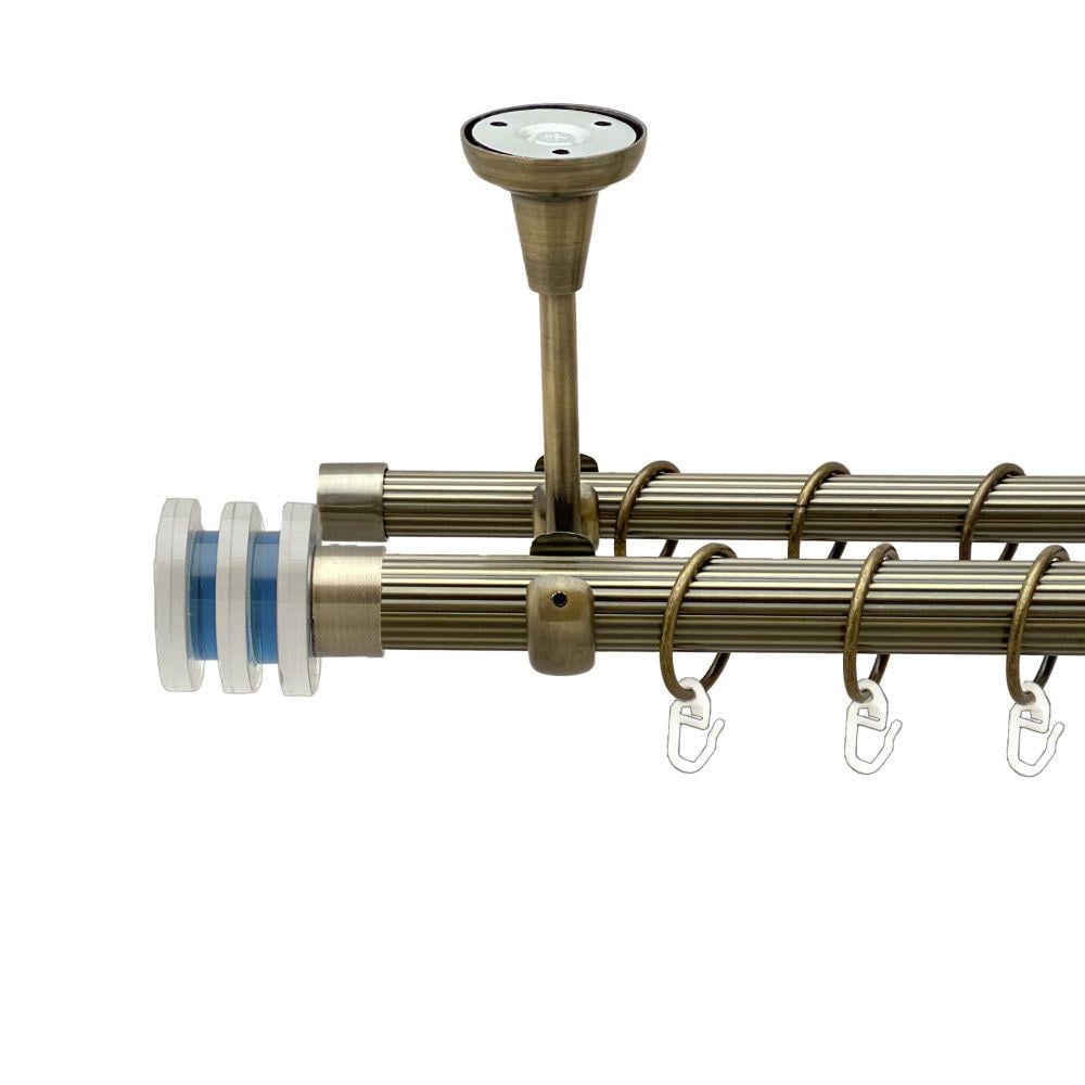 Карниз Orvit Акварія металевий дворядний відкритий до стелі рифлена труба кільце металеве 25/19 мм 160 см Антик (00-00018809)