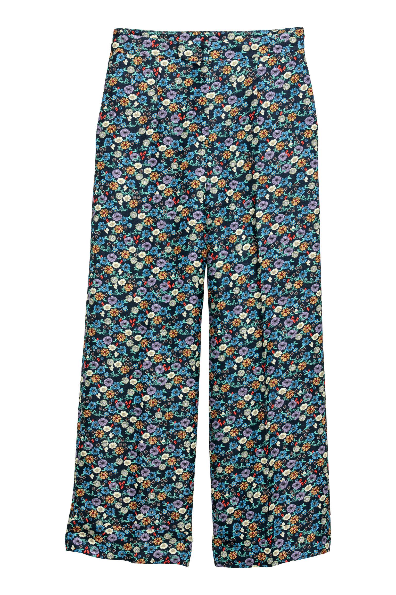 Брюки H&M квіти р. 36 Темно-синій (23036202217)