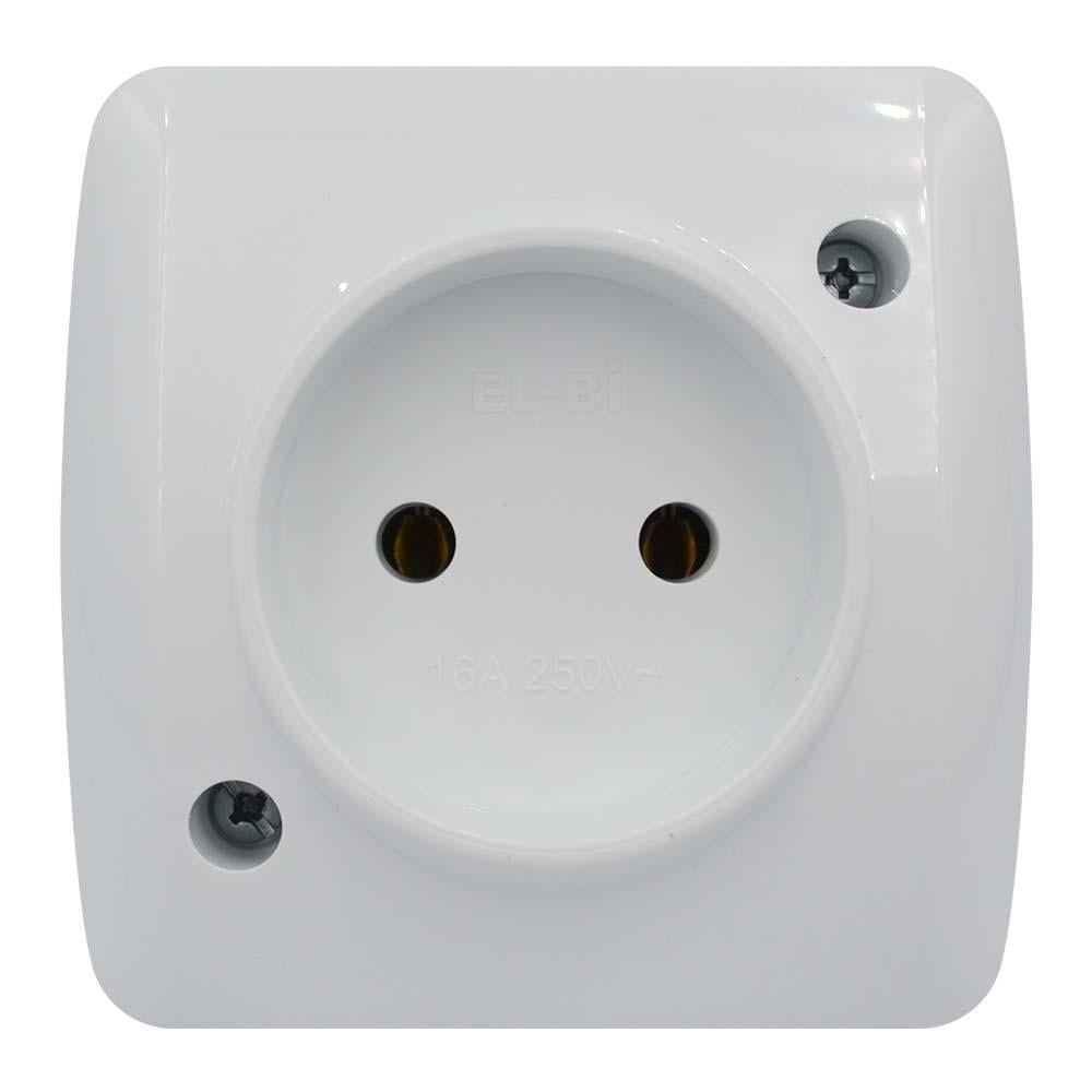 Розетка одинарная EL-BI ALSU без заземления накладная Белый (504-010200-215)
