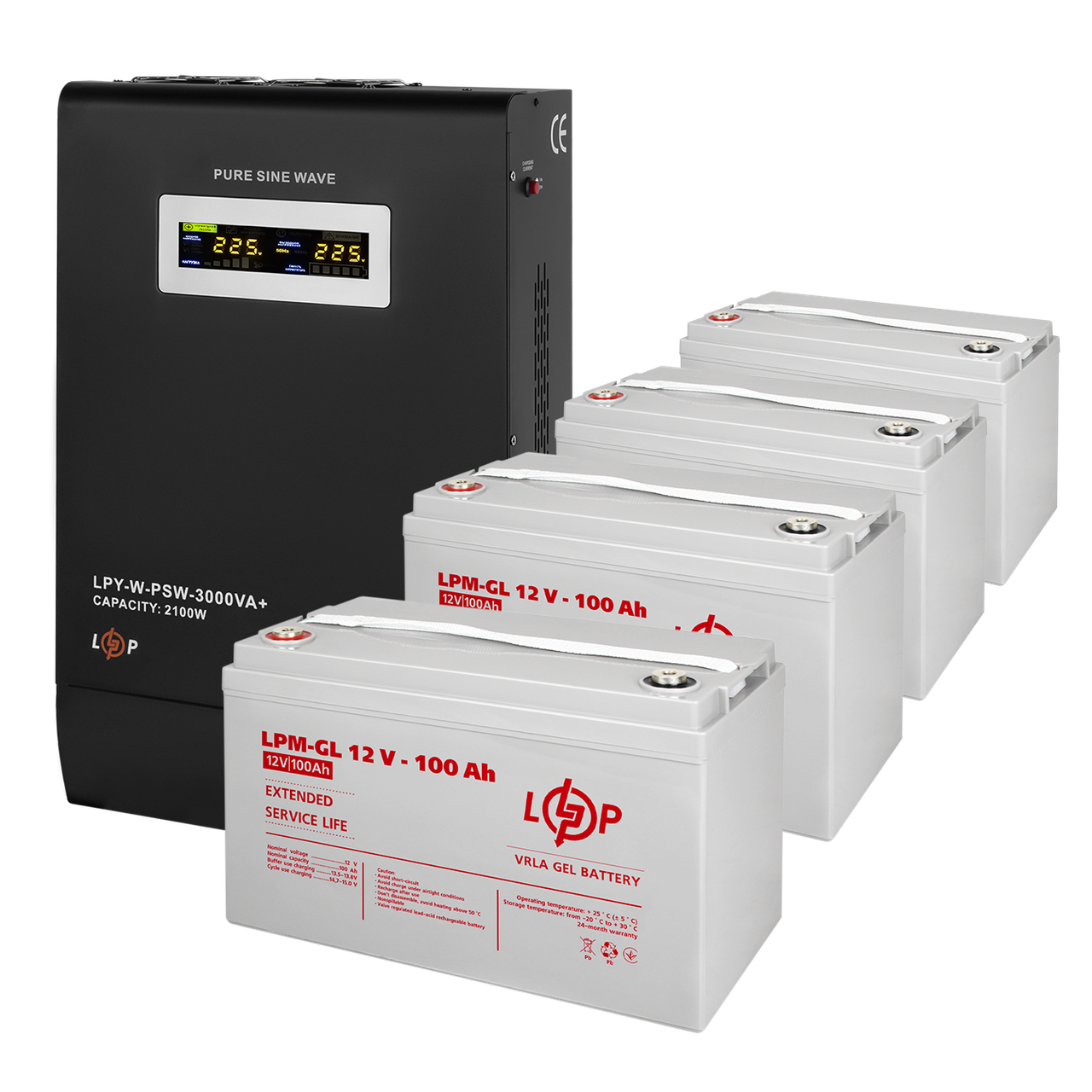 Комплект резервного питания LogicPower ИБП и гелевая батарея UPS W3000 АКБ GL 4800W