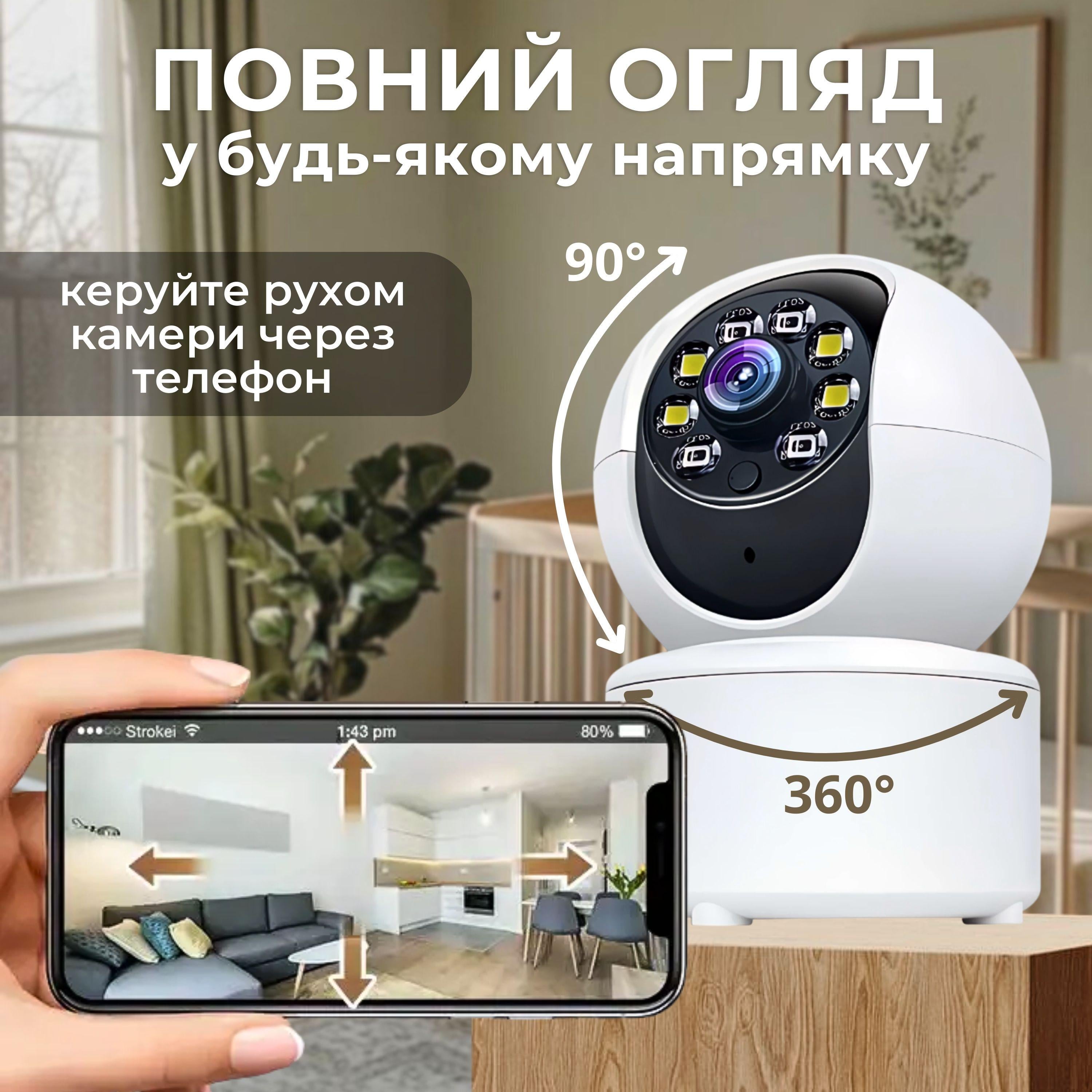 Відеоняня поворотна нічне бачення з датчиком руху (22825803) - фото 5