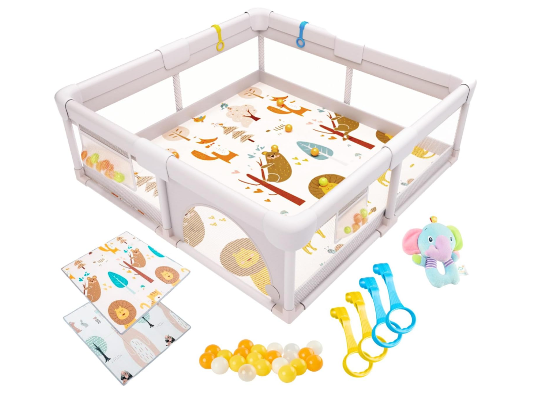 Детский манеж AKERAQ с матрасом/сеткой и игрушками 127×127 см (2950805953)