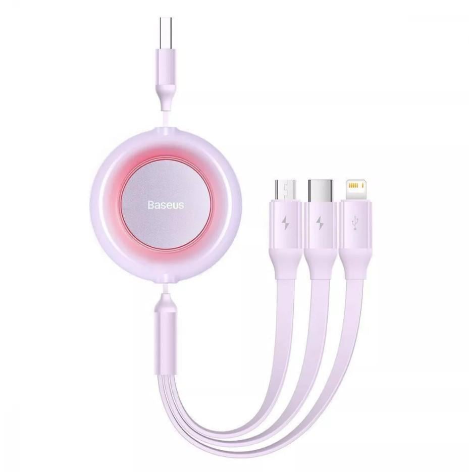 Кабель Baseus Bright Mirror 2 Series 3в1 CAMJ010005 USB to Lightning/Micro USB/Type-C 3.5A 1,1 м Purple (11066895)