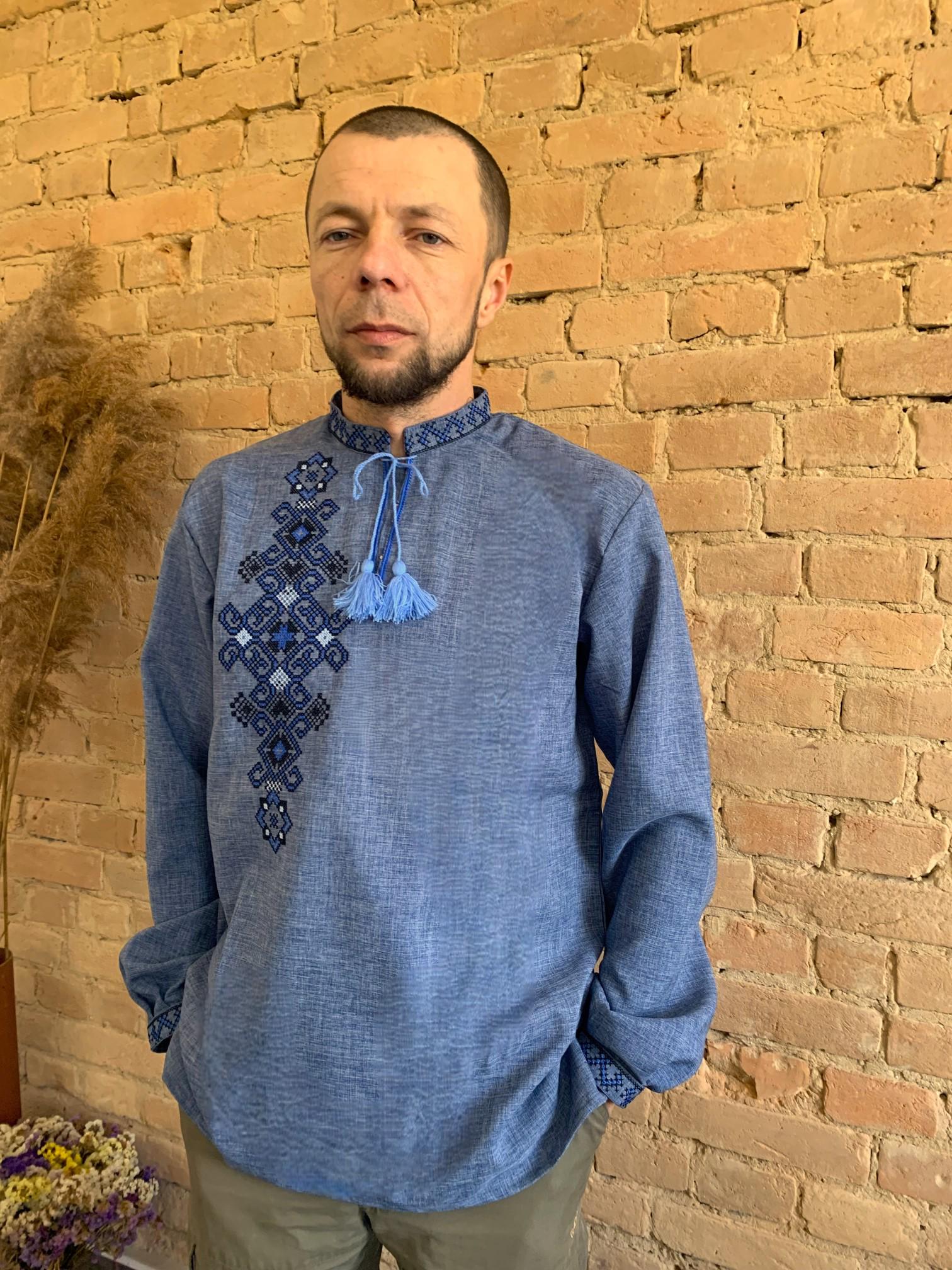 Вышиванка мужская с орнаментом Фламинго и вышивкой на спине темная нить р. 56 (4421/56) - фото 3 Вышиванка мужская с орнаментом Фламинго и вышивкой на спине темная нить р. 56 (4421/56) - фото 3