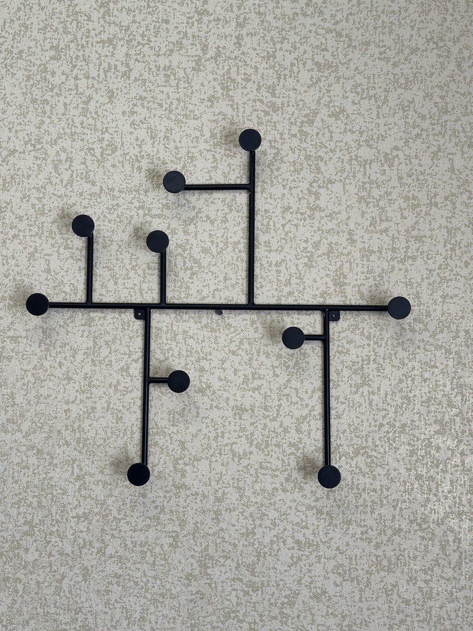 Вешалка на стену декоративная металлическая 500х500х50 мм Черный (alt-11)