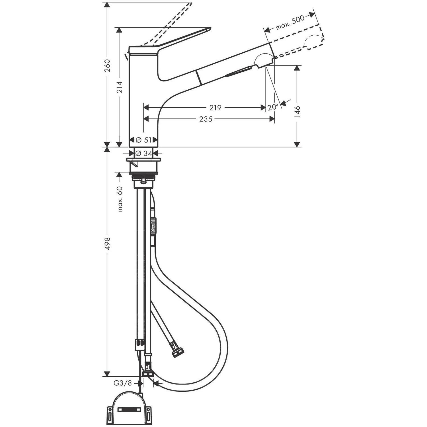 Змішувач для кухні Hansgrohe Zesis M33 74803000 із висувною лійкою Хром (149004) - фото 2