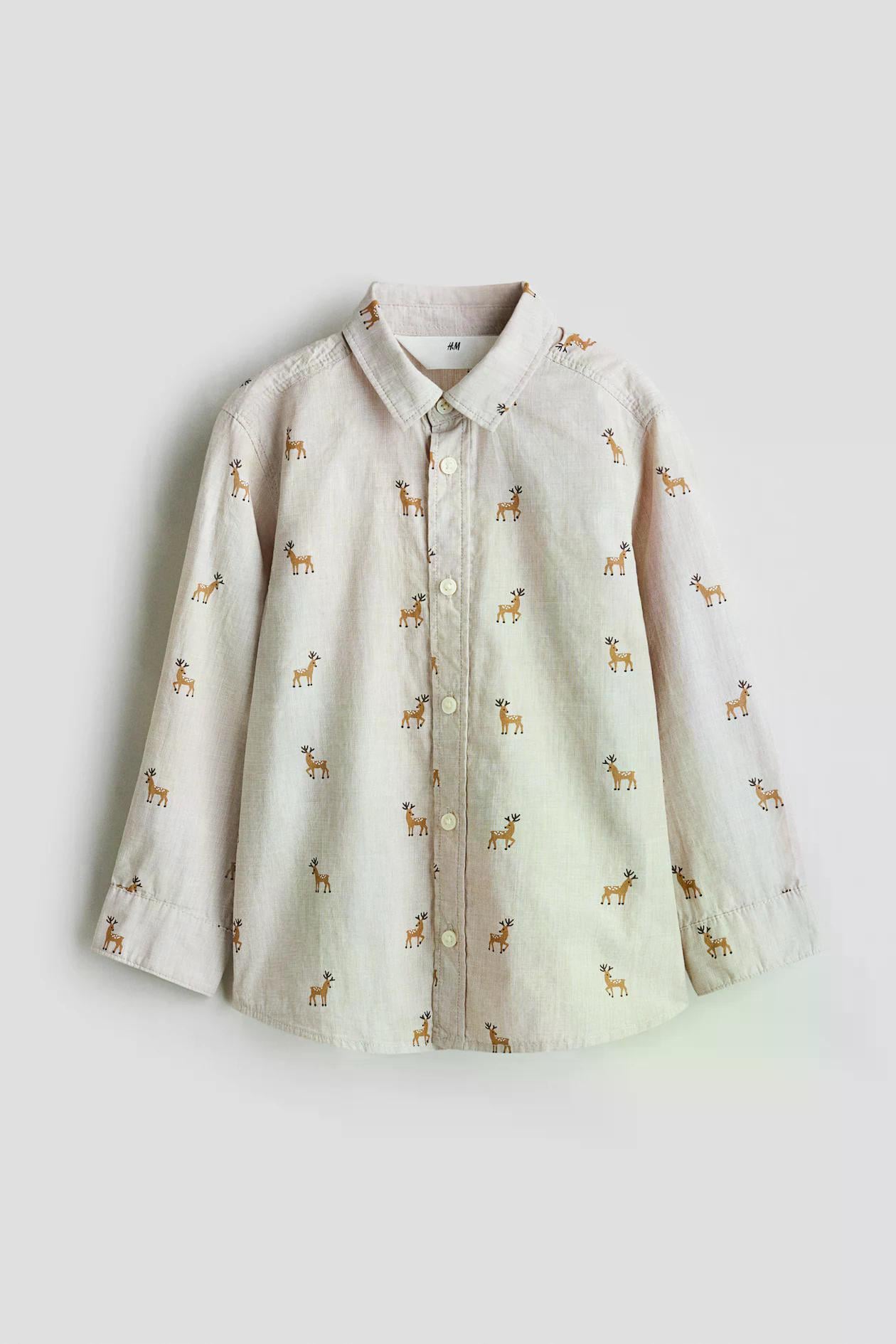 Сорочка дитяча новорічна для хлопчика H&M 110 см Бежевий (25111710B)