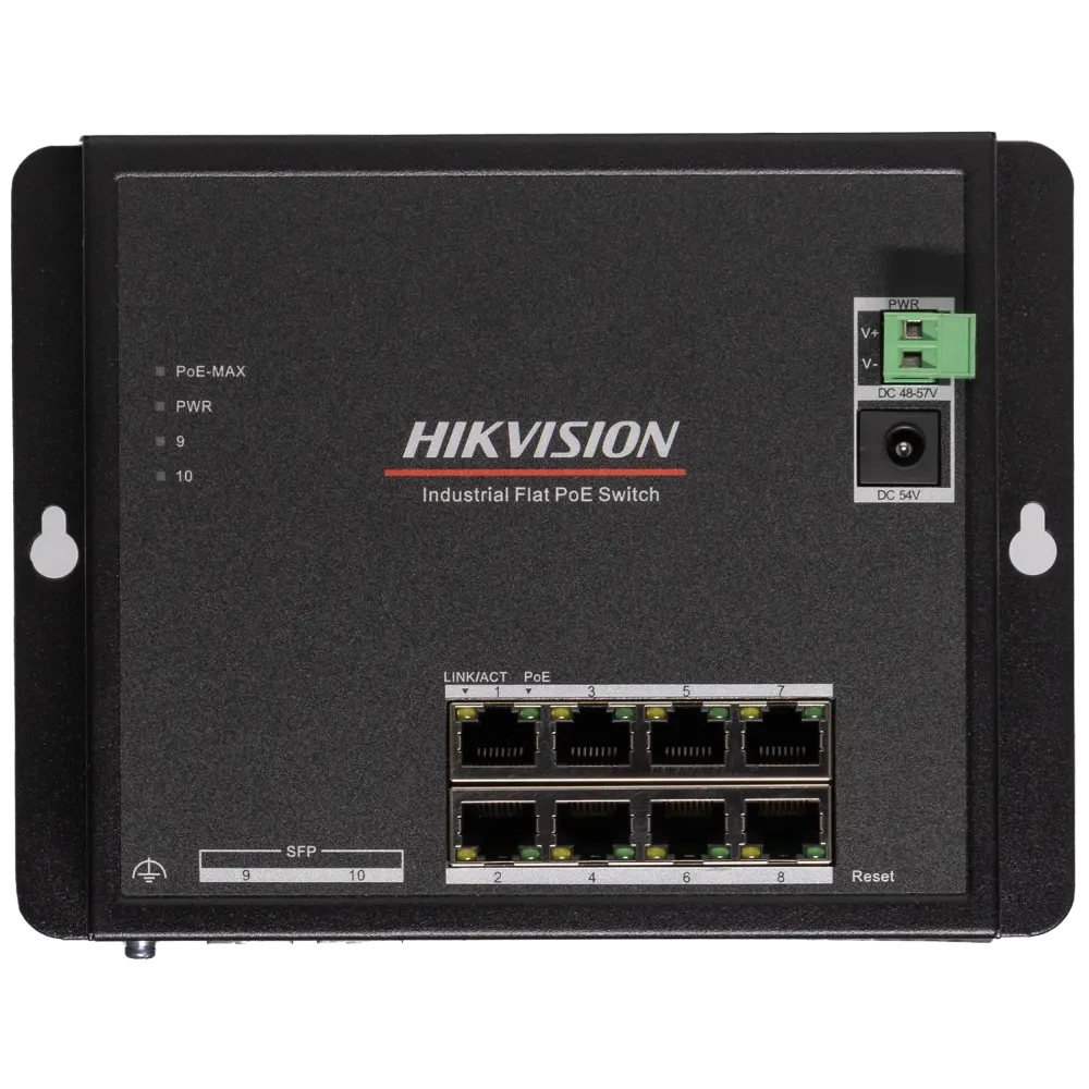 Коммутатор управляемый Hikvision DS-3T1510P-SI-FLT/No Power unit без блока питания 8 портов