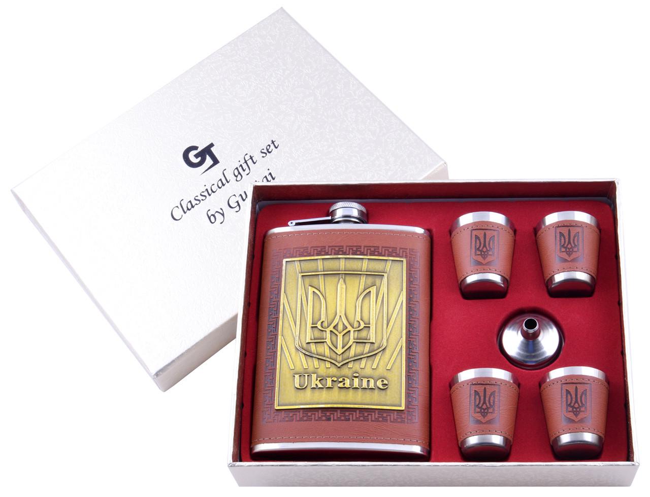 Набір фляга та 4 стопки UA State 236 мл нержавіюча сталь Коричневий