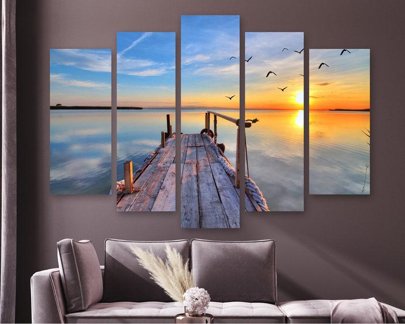 Модульная картина на холсте KIL Art Деревянный пирс из пяти частей 137x85 см (M51_L_488)