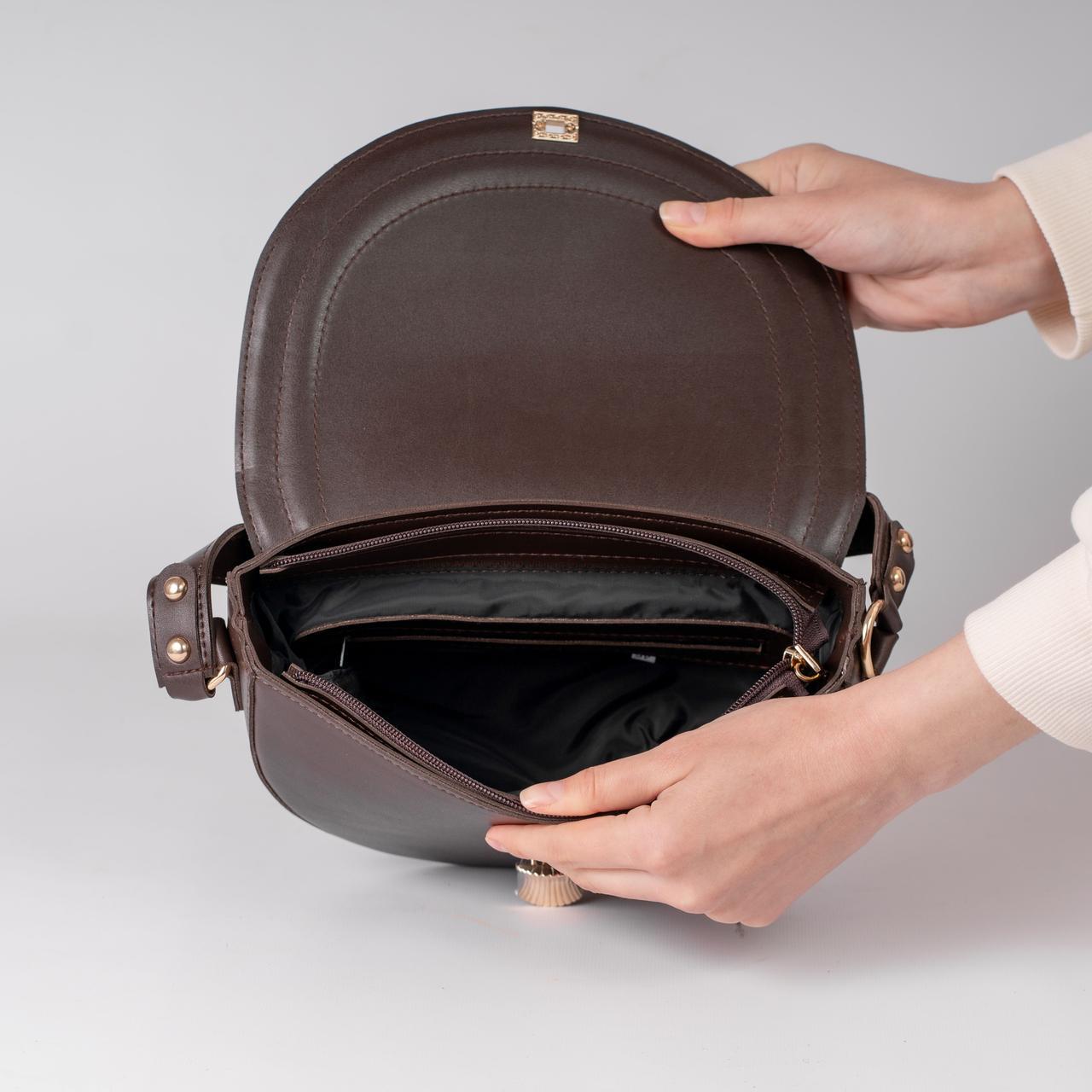 Сумка женская седло XENIA № 22-24 Коричневый - фото 4