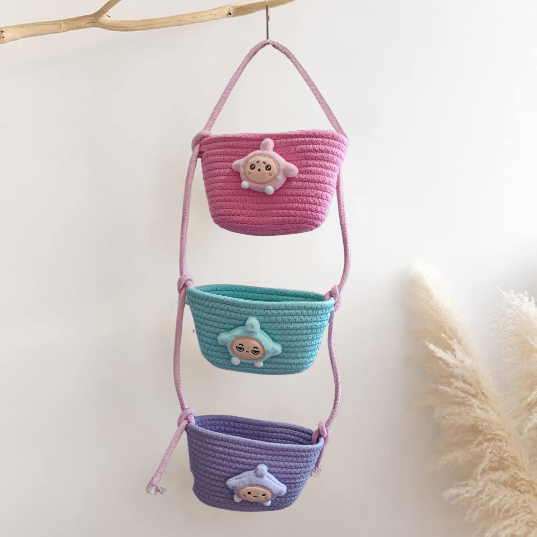 Органайзер навесной Звезда плетеный для хранения игрушек и аксессуаров в детскую комнату