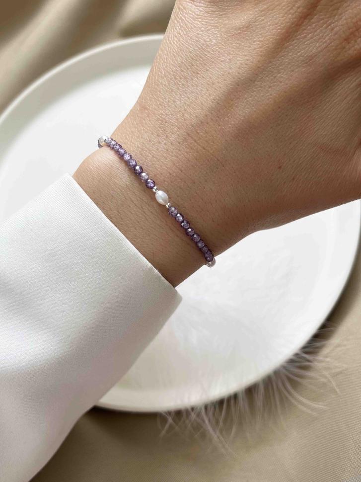 Браслет с жемчугом Фиолетовый (5086)
