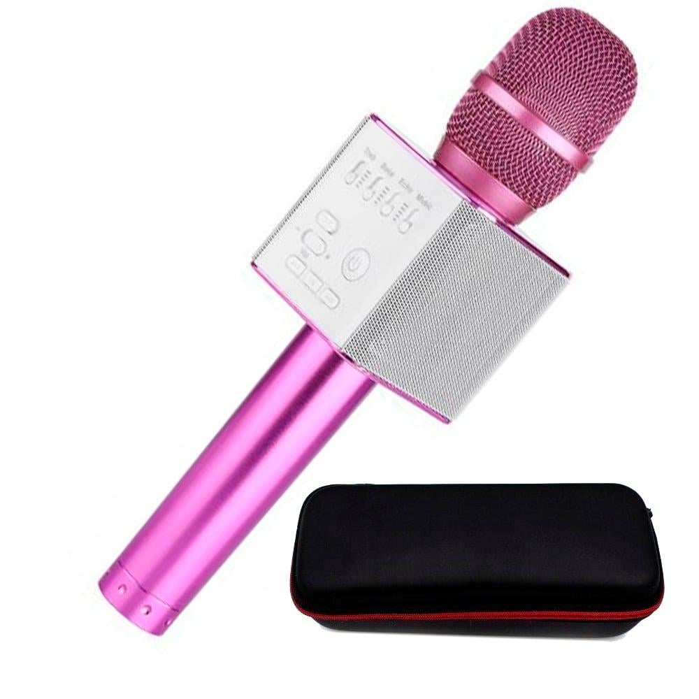 Микрофон беспроводной портативный для караоке в Чехле MicGeek Q9 MS Розовый