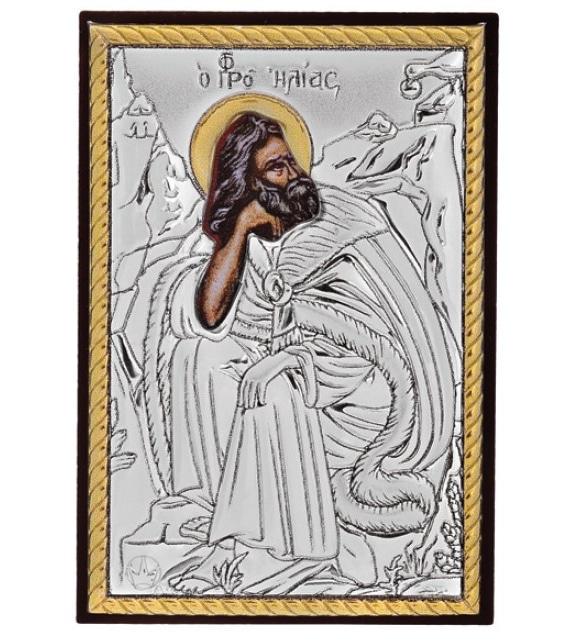 Срібна ікона Святого Іллі 4х6 см