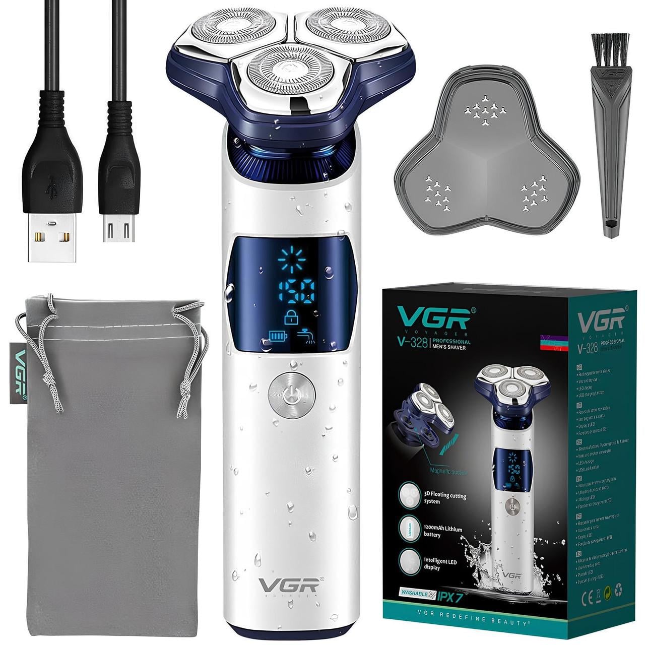 Электробритва VGR V-328 аккумуляторная IPX7 Белый (GR-06674) Электробритва VGR V-328 аккумуляторная IPX7 Белый (GR-06674)