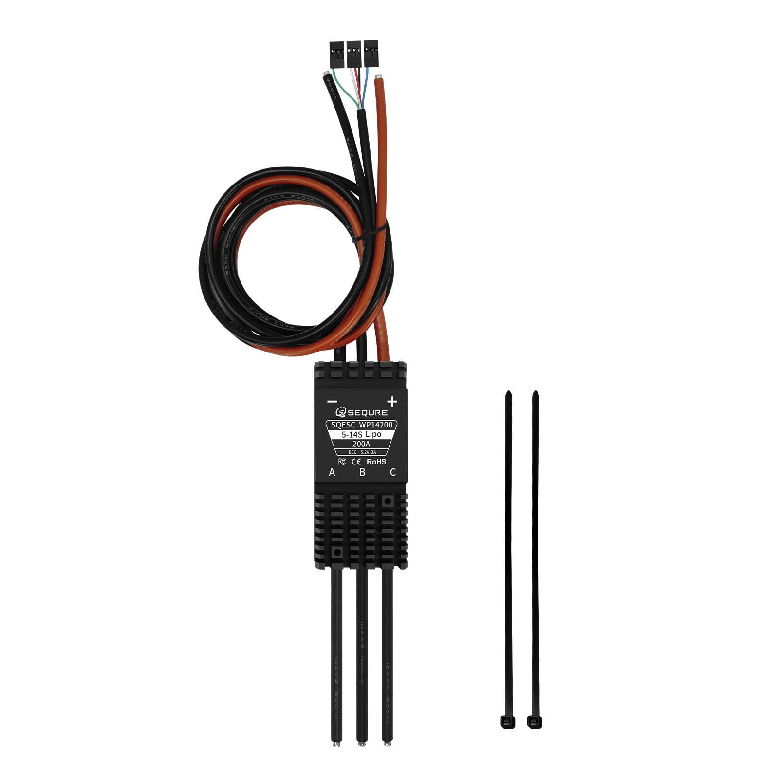 Регулятор моторів ESC 200A SEQURE SQESC WP14200C 5–14S BLHeli_32 IP68 для каяків/гелікоптерів/RC-човнів та авто-моделей (00-00028812)