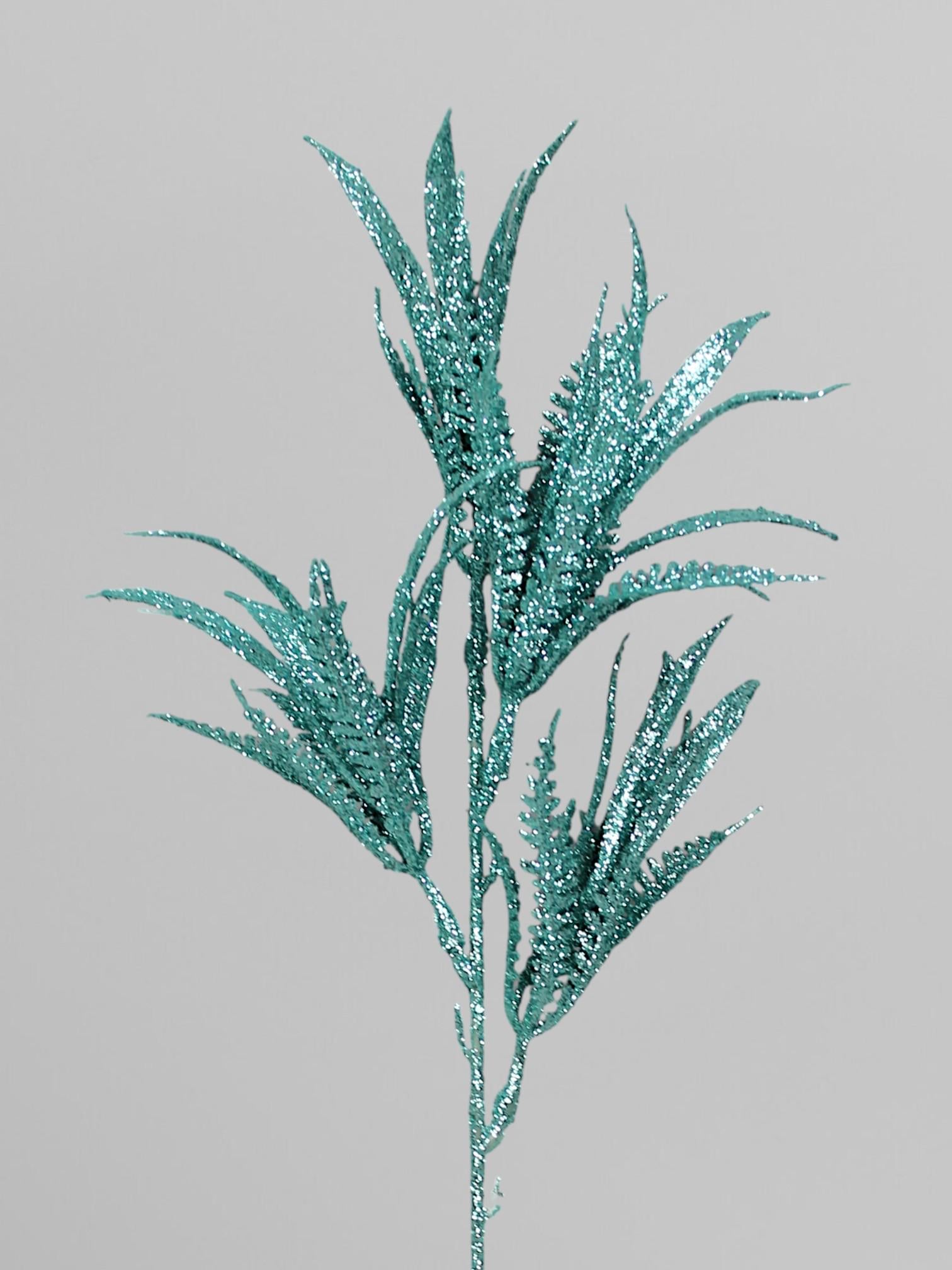 Декоративная ветка блестящая с глитером 35 см Голубой (Р03100)