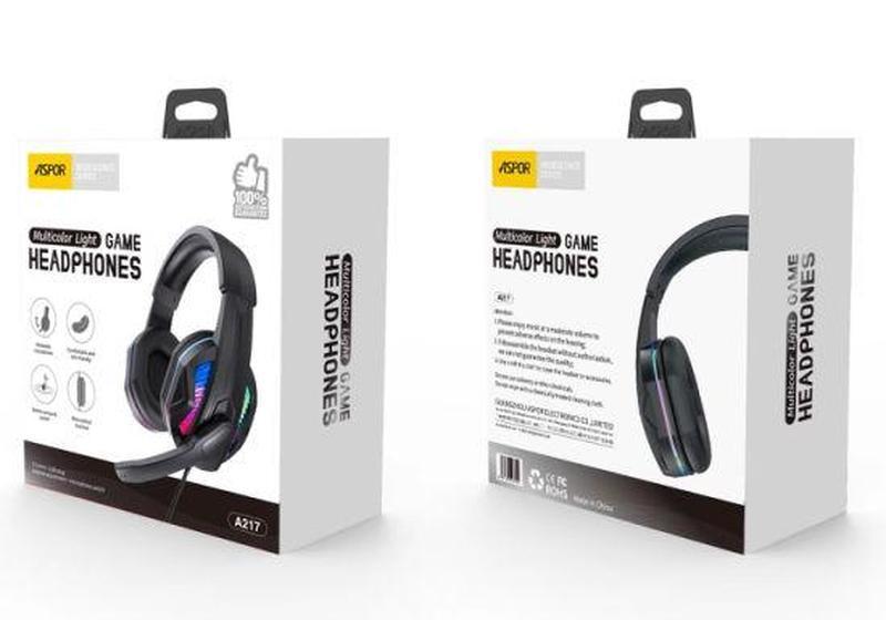 Навушники ігрові Aspor A217 Multicolor Light з підсвіткою 3,5 мм (2100505676) - фото 2 Навушники ігрові Aspor A217 Multicolor Light з підсвіткою 3,5 мм (2100505676) - фото 2