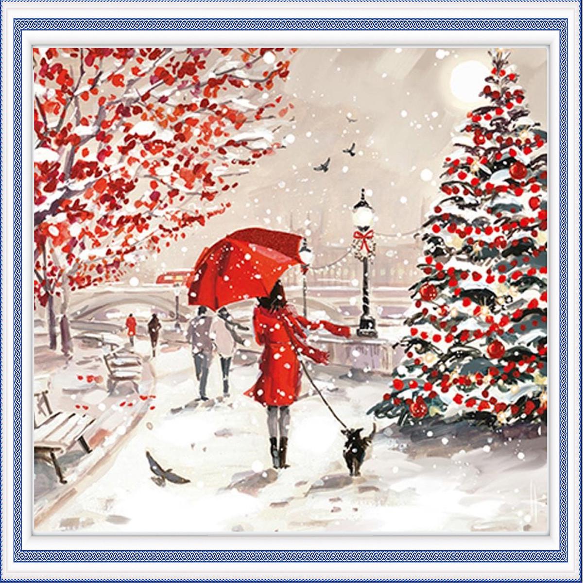 Алмазная мозаика Santi Зимняя прогулка 40х50 см на подрамнике (954137)