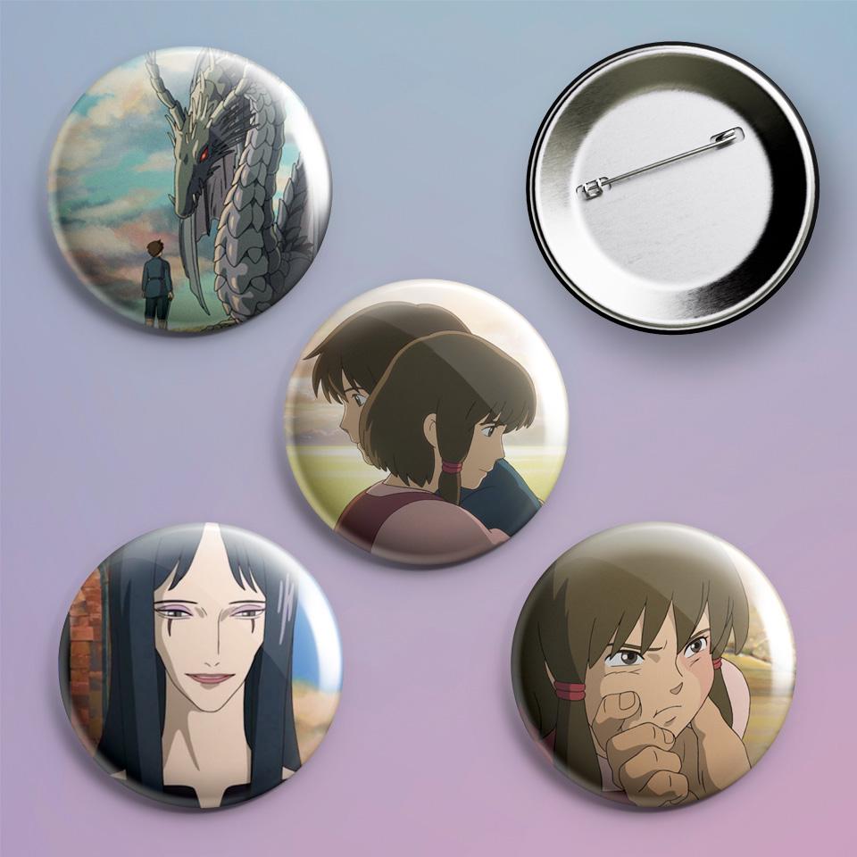 Значки на рюкзак с принтом аниме Сказания Земноморья Gedo Senki Tales from Earthsea 4 шт. Значки на рюкзак с принтом аниме Сказания Земноморья Gedo Senki Tales from Earthsea 4 шт.