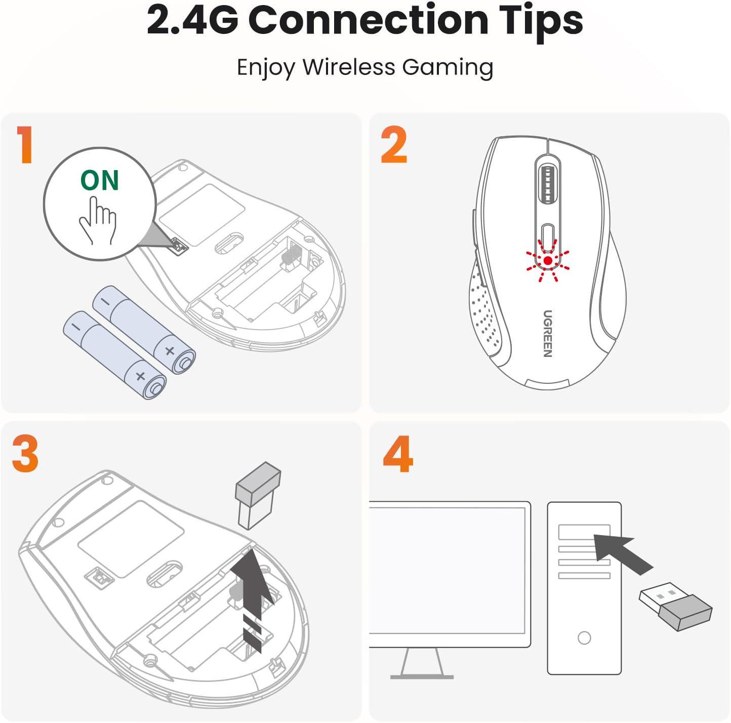 Мышь беспроводная UGREEN эргономичная 1600 DPI 2.4 ГГц Черный (45012) - фото 9 Мышь беспроводная UGREEN эргономичная 1600 DPI 2.4 ГГц Черный (45012) - фото 9
