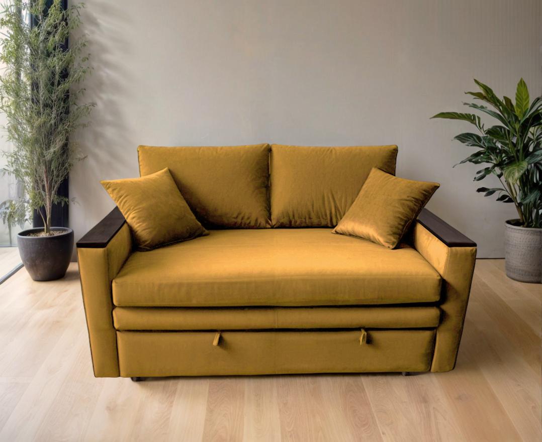Диван-трансформер Tobi Sho Kubus-120 мягкий для гостиной велюр 1600х800х1000 мм Горчичный - фото 3 Диван-трансформер Tobi Sho Kubus-120 мягкий для гостиной велюр 1600х800х1000 мм Горчичный - фото 3