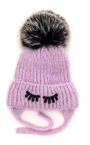 Шапка детская для девочек Гламур D807 флис 44-48 см Сиреневый