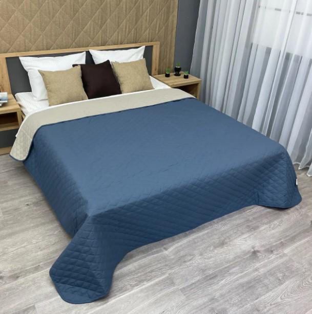 Покривало декоративне двостороннє Decorator Ultra Sonic Microfiber 140х215 см Синій/Бежевий (85-004)